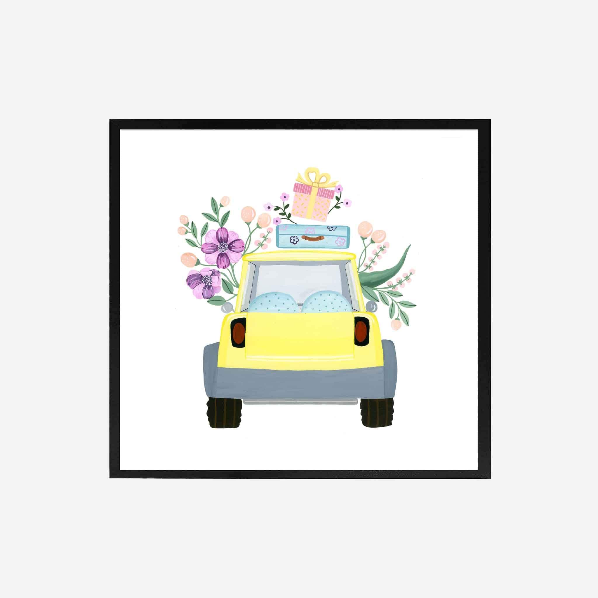 THE SPRING PALETTE Art Print (Framed option) 10x10 inches / Black Frame Pretty Ride in Yellow Car Art Print | Wall Art